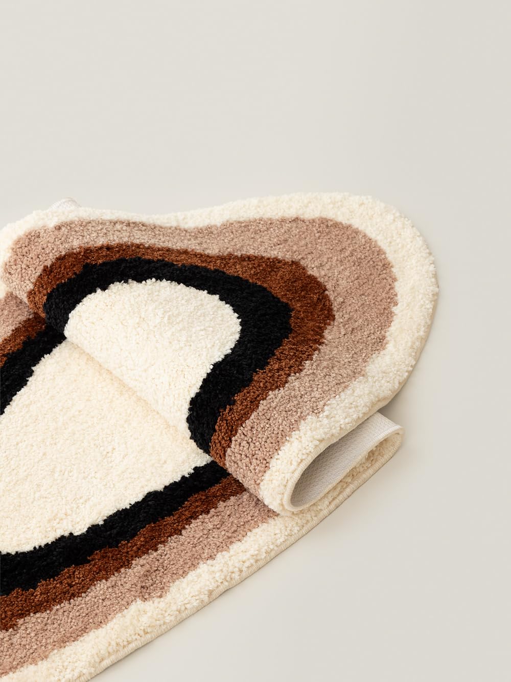 WENSHUO Ripple Oval Rug - Retro Brown Area Rug,Microfiber Absorbent Non-Slip Throw Rug,TPR Non-Slip Bottom, （47.3" L × 17.72" W）