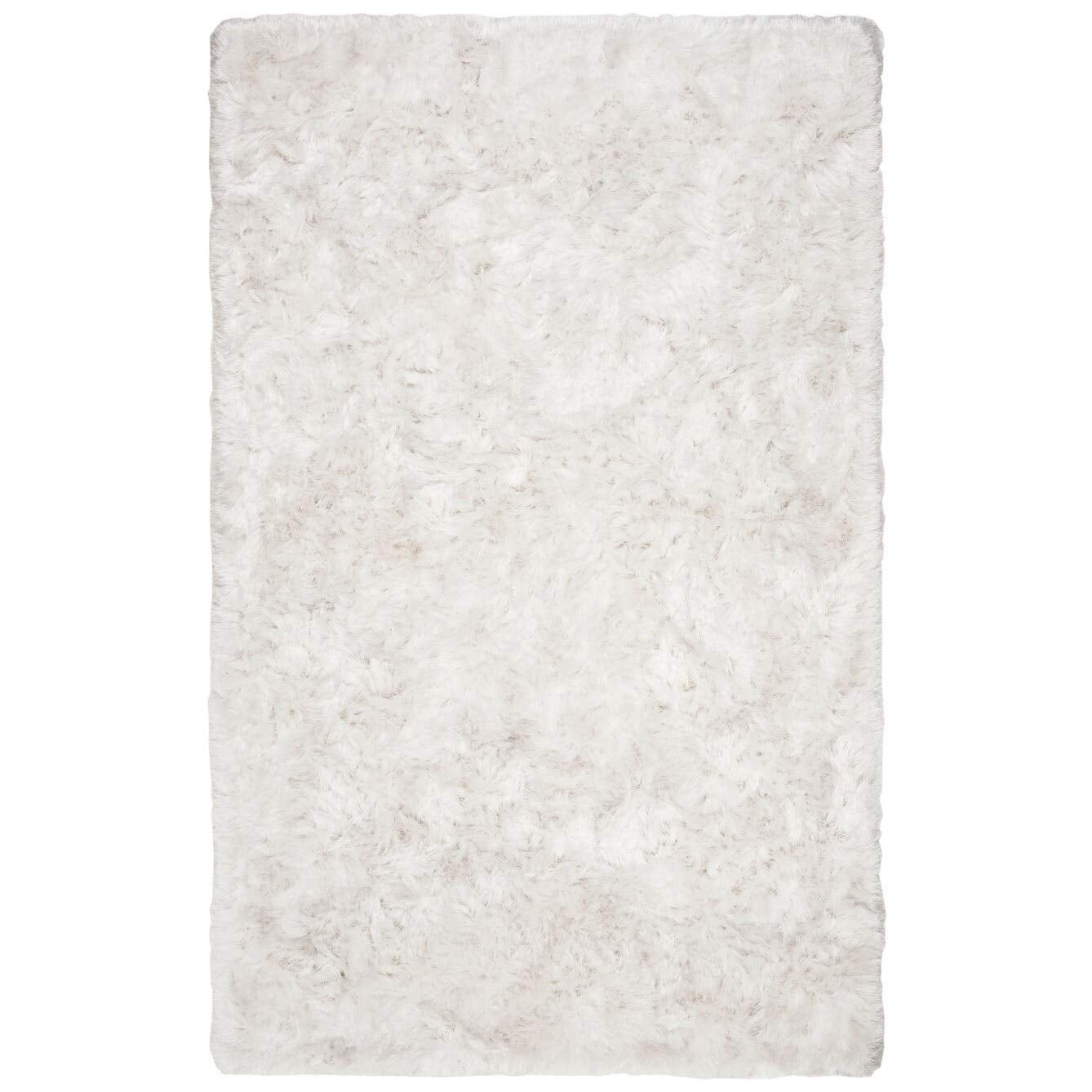 SAFAVIEH Ocean Shag Collection Area Rug - 8' x 10', Ivory, Handmade Solid, 2.4-inch Thick Ideal for High Traffic Areas in Living Room, Bedroom (OCG101A)