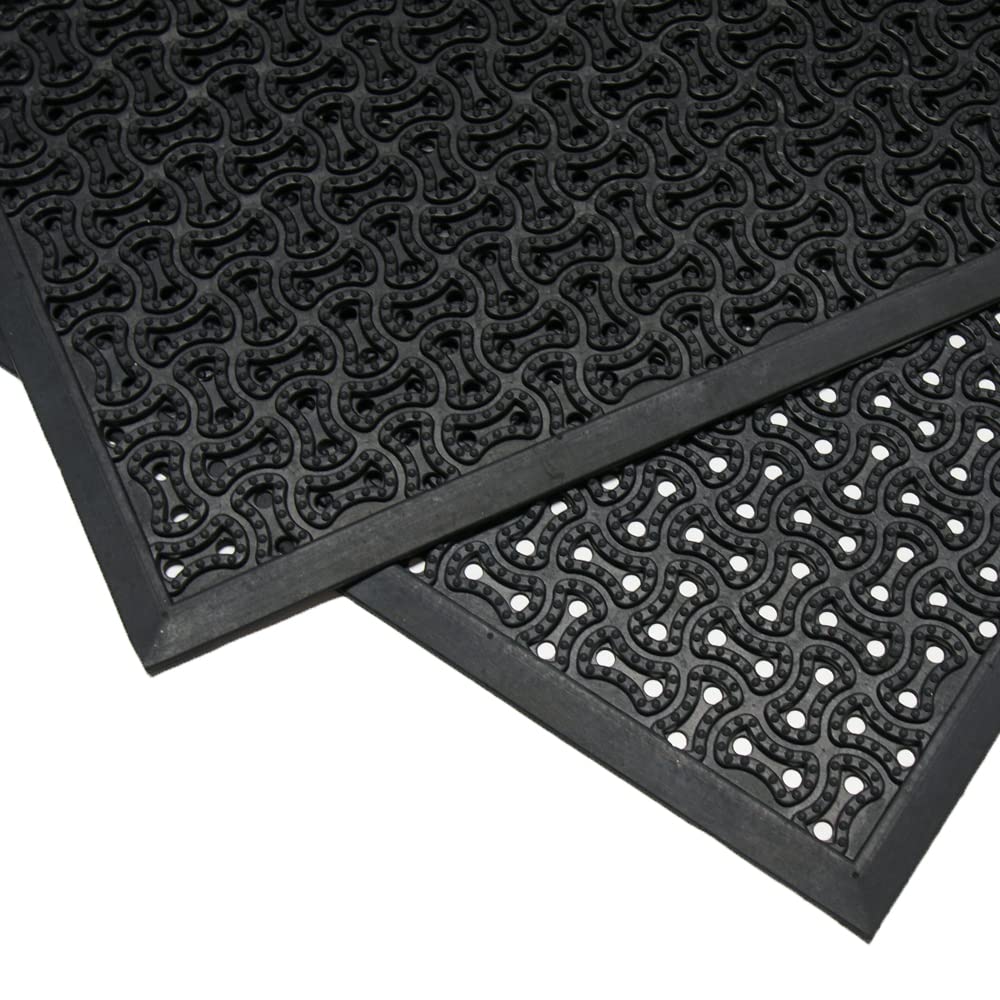 Rubber-Cal Dura-Scraper Drainage Commercial Door Mat - 3/8 in x 2 ft x 3 ft - Black Rubber Doormats