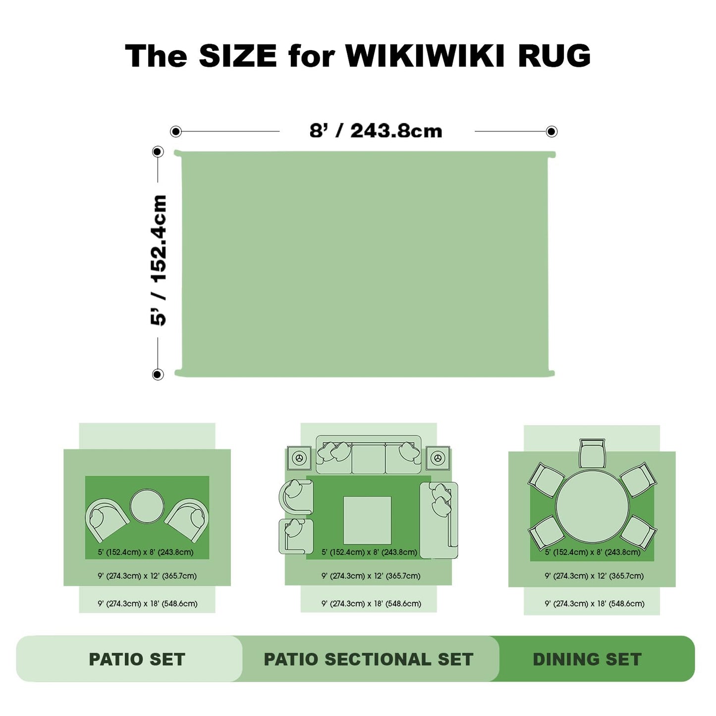 wikiwiki Outdoor Rug, 5x8ft Waterproof Reversible Mat Indoor Outdoor Rugs Carpet, Small Area Rug Plastic Straw Rug for Patio Deck Balcony Pool RV Camping Beach Picnic, Grey, Rugscape Series