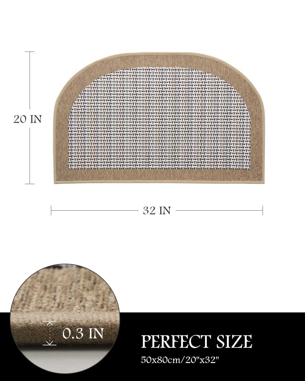 PADOOR Kitchen Mats for Floor, Kitchen Rugs Non Slip Washable, Half Circle Kitchen Floor Mat Sink Rug Rubber Backed Super Absorbent, 20”x32” Brown