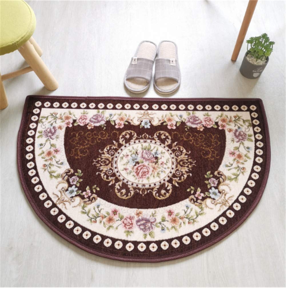 Semi Circle Door Mat, Soft Half Moon Rug, Floral Anti-Slip Carpet for Home Entrance Bedroom Living Room Bathroom Indoor Outdoor, 23.6 x 35.4inch