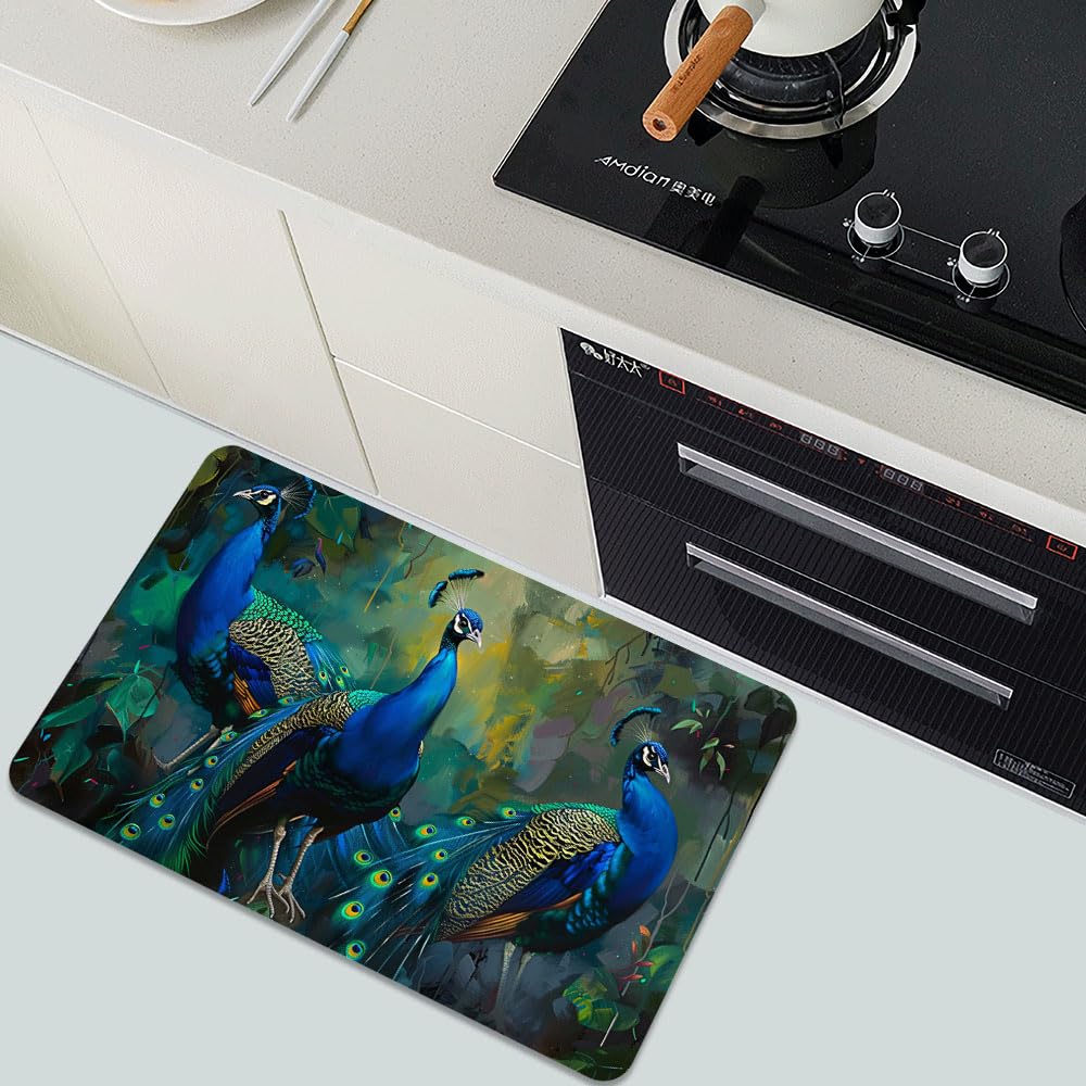 ZHUZHISHAN Bath Mat-Bathroom Rug，Three Peacocks-Absorbent Non Slip Quick Dry Stain Resistant Easy to Clean Care Shower Rug for Bathtub Shower Room 16×24Inch (40 * 60cm)