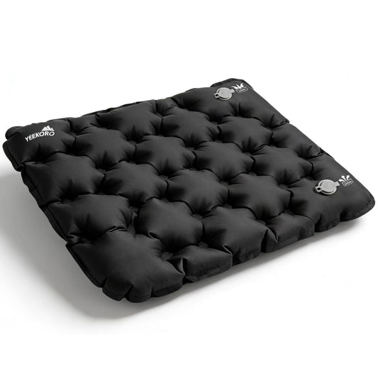 YEEKORO Inflatable Seat Cushion, Lightweight Camping Air Sitting Pad with Repair Cloths, Waterproof Stadium Seat Pad, Portable Seat Cushion for Climbing Hiking Office Airplane Car Stadium Seat