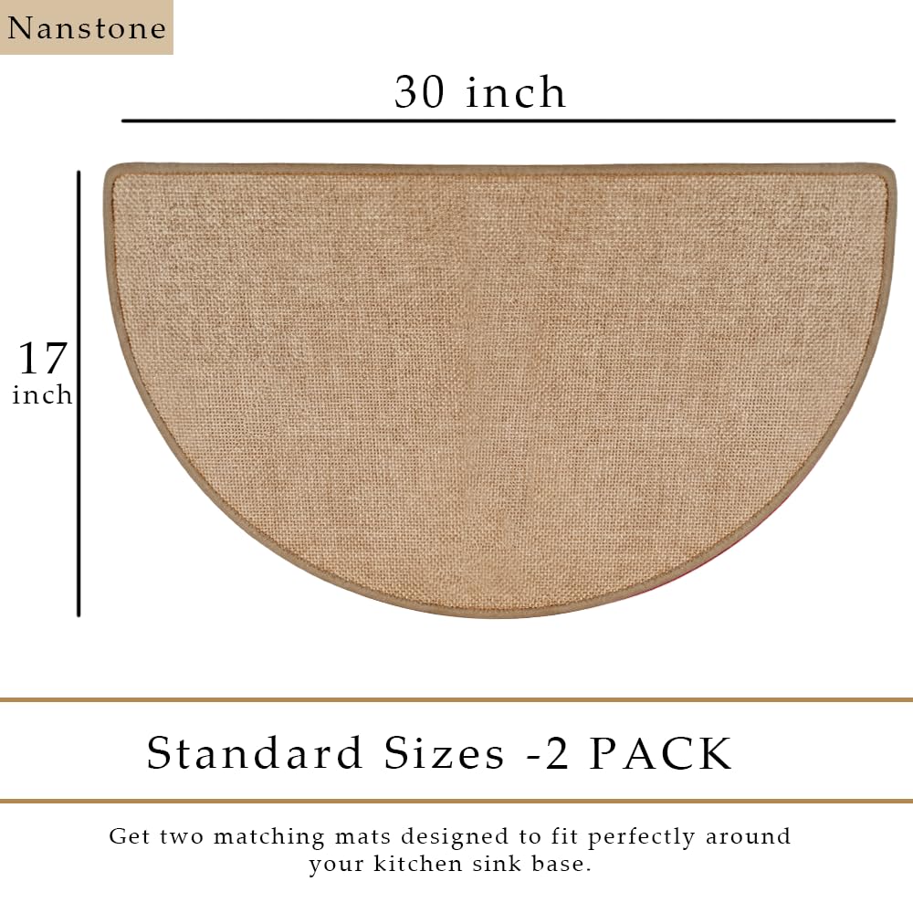 Nanstone Half Circle Kitchen Rugs,2 Pack 17”x30”, Non-Slip Water Oil Absorbent Kitchen Mats, Machine Washable Floor Mat,Quick Dry Standing Mat Front Sink Throw Rug Carpet for Farmhouse Kitchen