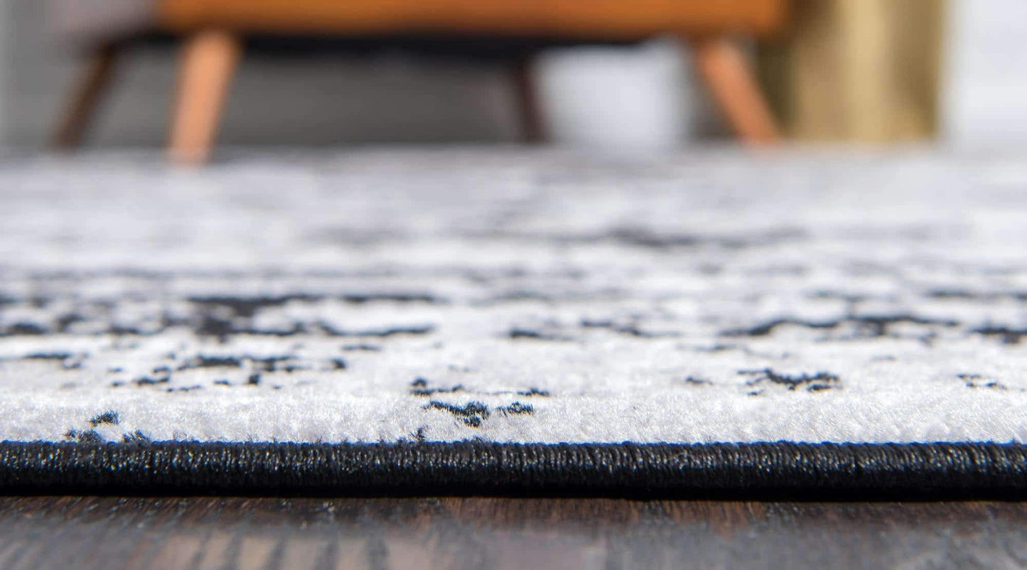 Unique Loom Sofia Collection Area Rug - Salle Garnier (5' 3" Round, Black/ Ivory)