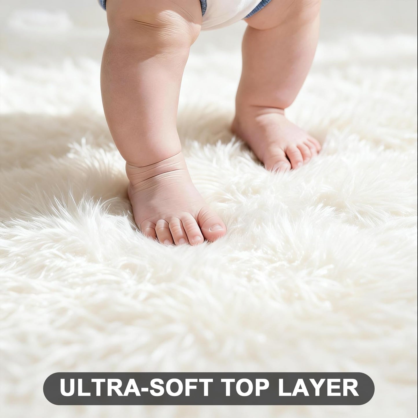 9x12 Shag Area Rugs for Living Room, Extra Large Ultra Soft Fluffy Furry Rug for Bedroom, Indoor Carpet Plush Fuzzy Nursery Rugs for Kids Girls and Boys, Dorms, Classroom, Home Decor Aesthetic, White