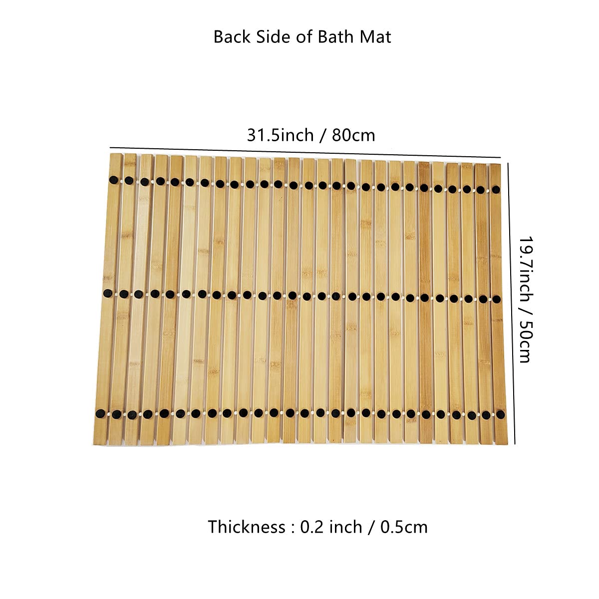 HJJKKH Bath Mat, Wooden Bathroom Mat Rayon Derived from Bamboo 31.5"x19.7", Rollable Non-Slip Floor Mat, Wooden Shower Mat for Bathroom, Bathtub, Spa, Sauna, Hot Tub & Outdoor Use