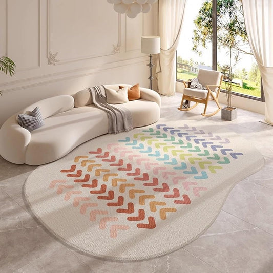 Minimalist Multicolor Geometric Patterns 10x14 Area Rug for Livingroom Bedroom Guestroom Diningroom Soft No Slip Irregular Shaped Carpet in Apartment Nursery Modern Vibrant Art Deco Indoor Floor Rugs