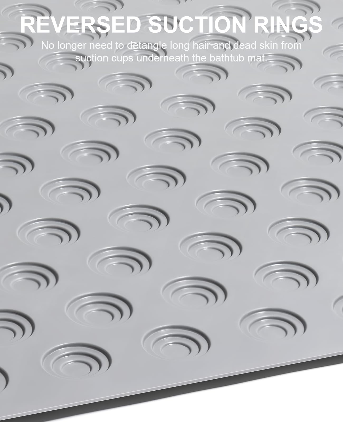OTHWAY No Suction Cup Bath Mat: 39x16 inch Extra Long Bathmat│Perfect for Ordinary or Refinished Bath Tubs │Made of Nature Rubber│Protect Your Bathtub (Grey)