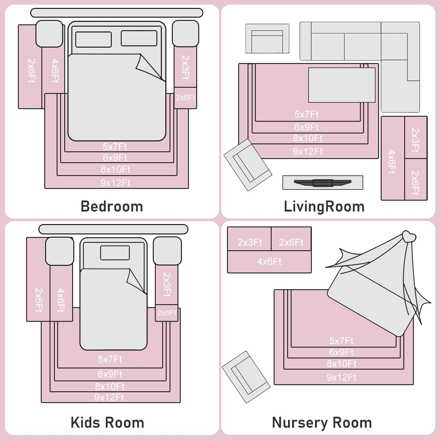 Rezutan Ultra Soft Pink Rugs for Bedroom 8x10 Feet, Fluffy Shag Area Rugs for Living Room, Large Comfy Furry Rug for Girls Kids Baby Room Decor Teenage Pastel Princess Rug, Non Slip。