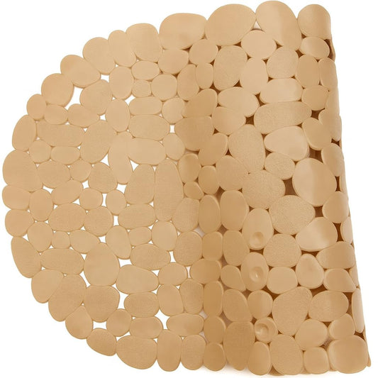 Dependable Industries Inc. Essentials Nonslip PVC Pebble Style Bathmat Shower Bathtub with Suction Cups 27" x 15" Textured for Secure Footing Oval (Brown)