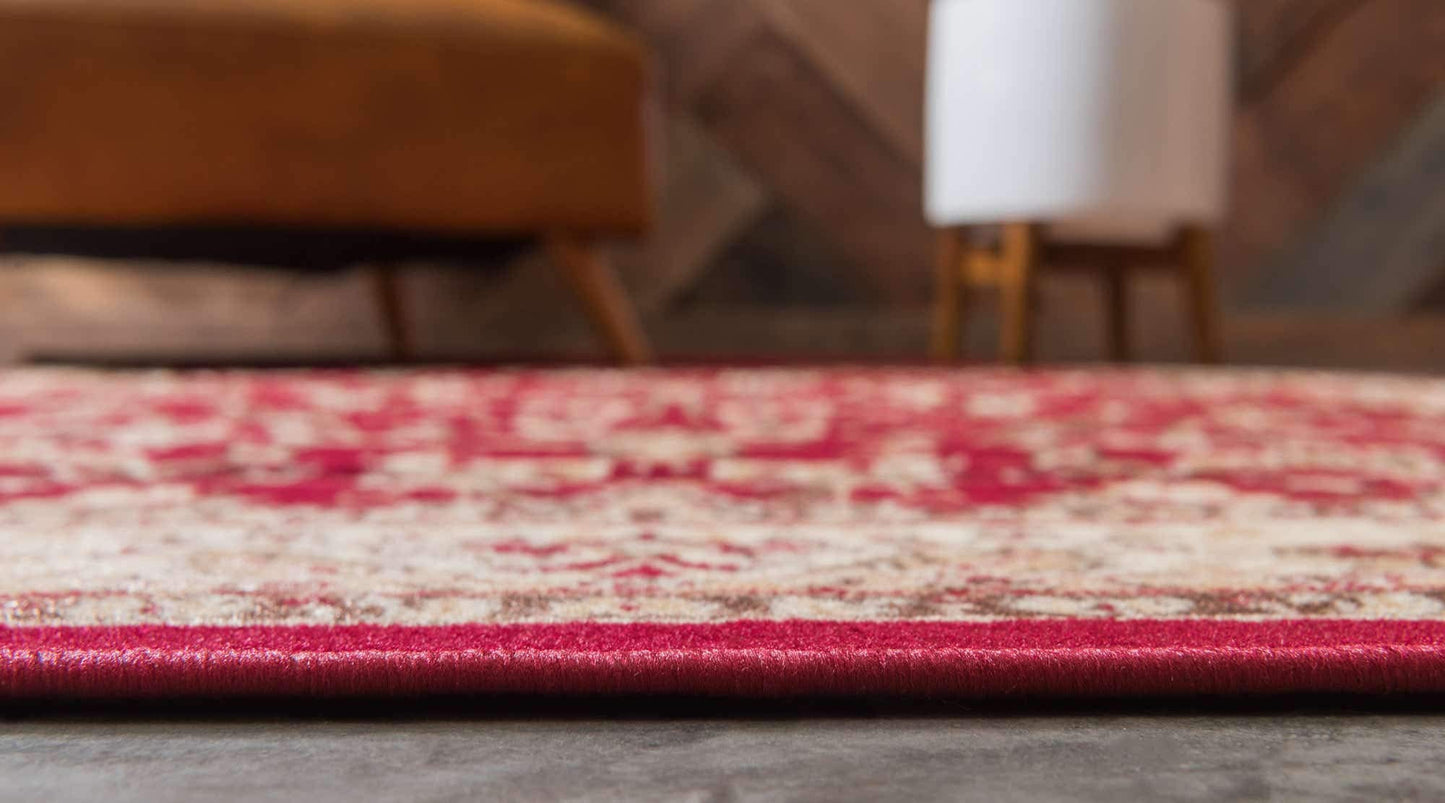 Unique Loom Sialk Hill Collection Area Rug - Washington (5' 3" x 8' Rectangle, Burgundy/ Cream)