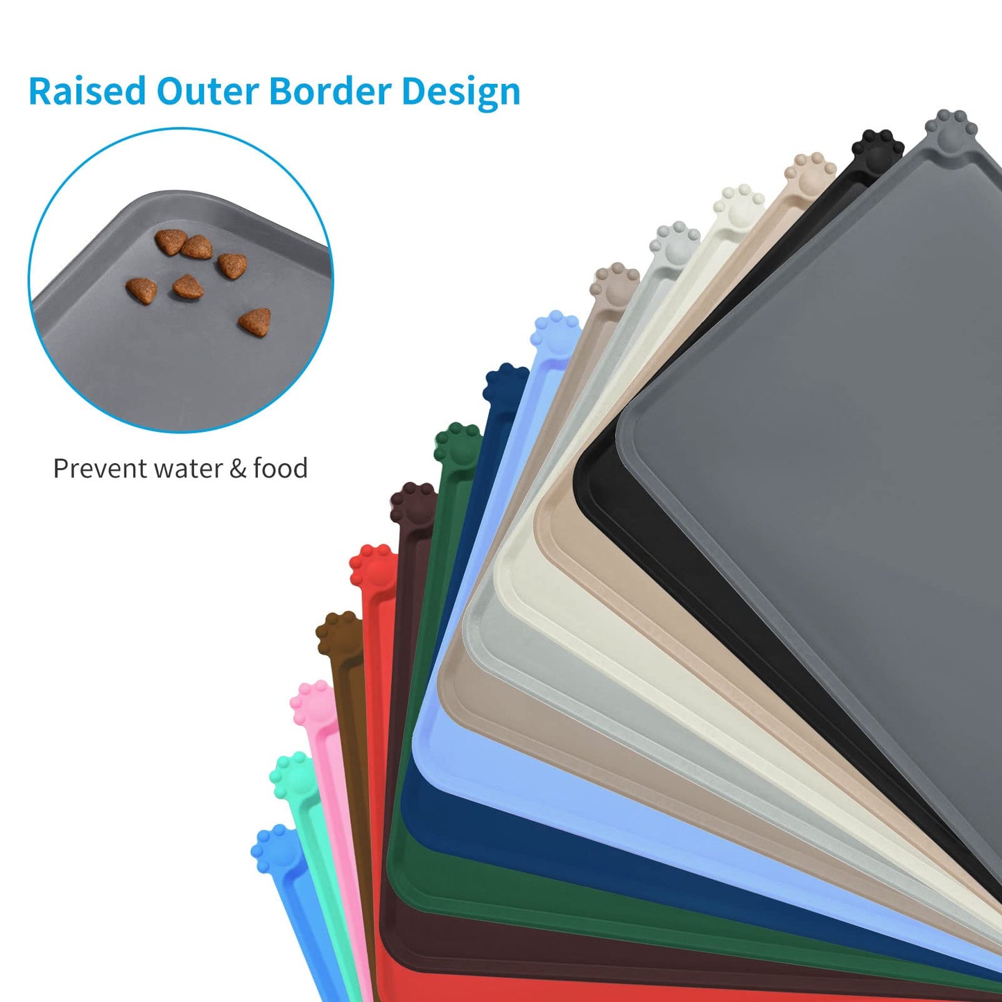 AUDWUD Silicone Waterproof Pet Feeding Mats,Anti Slip Bowl Pad,Dog Mat for Food and Water