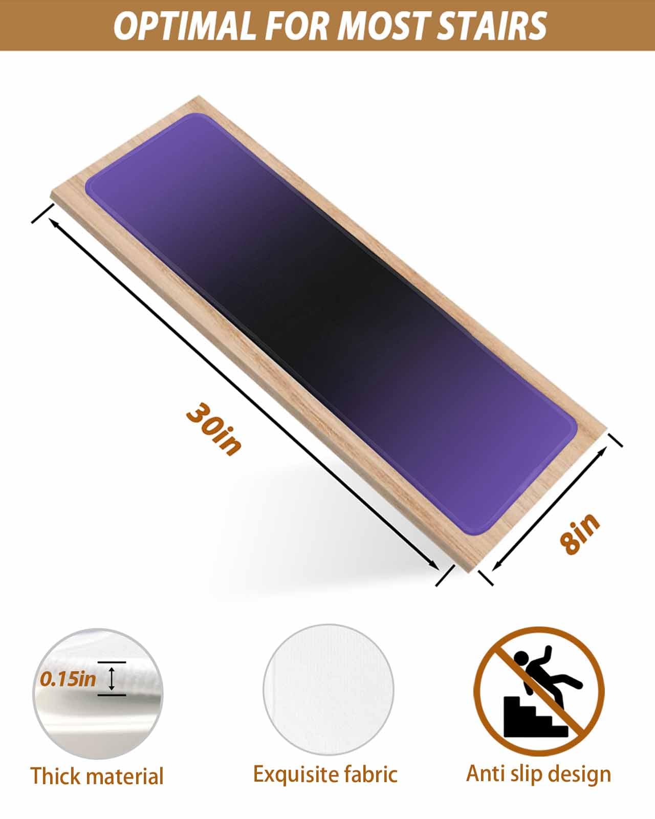 Purple Black Stair Treads for Wooden Steps Indoor, Non-Slip Stair Treads Carpet Peel & Stick Self-Adhesive Staircase Step Treads Runner Mat 15 Pack 8x30 Minimalist Abstract Contemporary Geometric