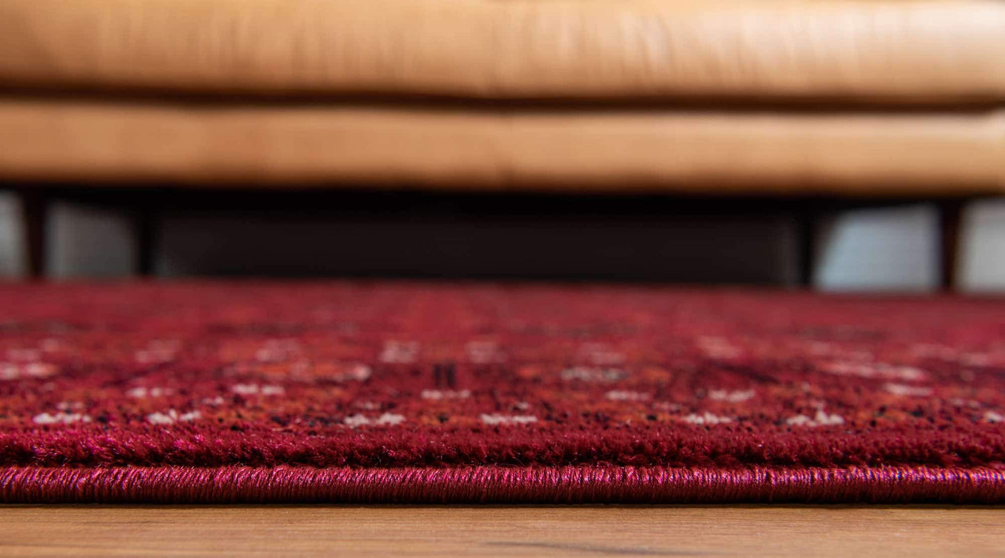 Unique Loom Tekke Collection Over-Dyed Saturated Traditional Torkaman Area Rug, 4 ft x 6 ft, Red/Burgundy