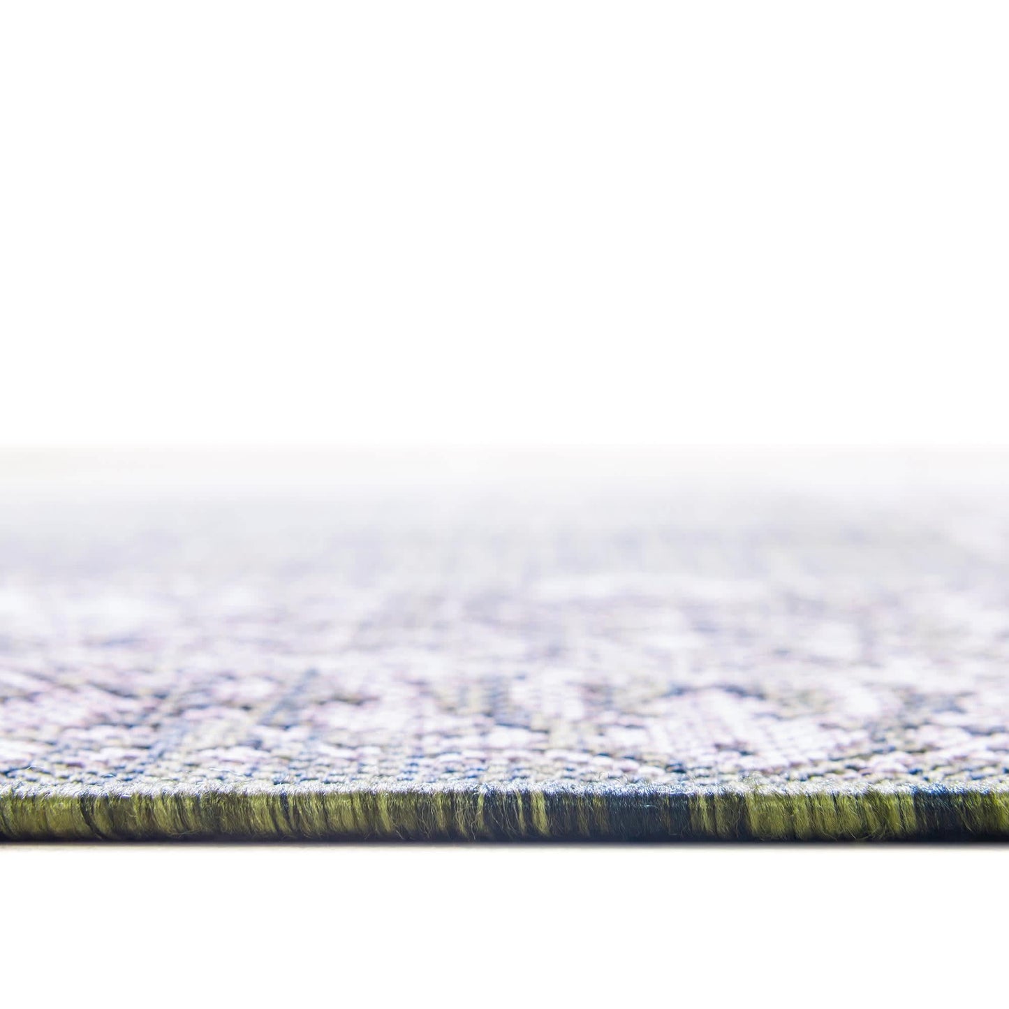 Unique Loom Outdoor Border Collection Area Rug - Floral Border (7' 10" Round, Green/ Ivory)