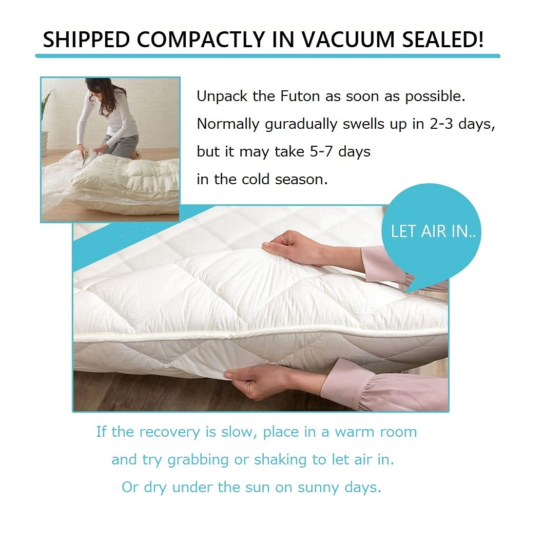 EMOOR Japanese Futon Mattress CLASSE Twin (39x79in) Made in Japan White, Foldable Floor Sleeping Bed Tatami Mat
