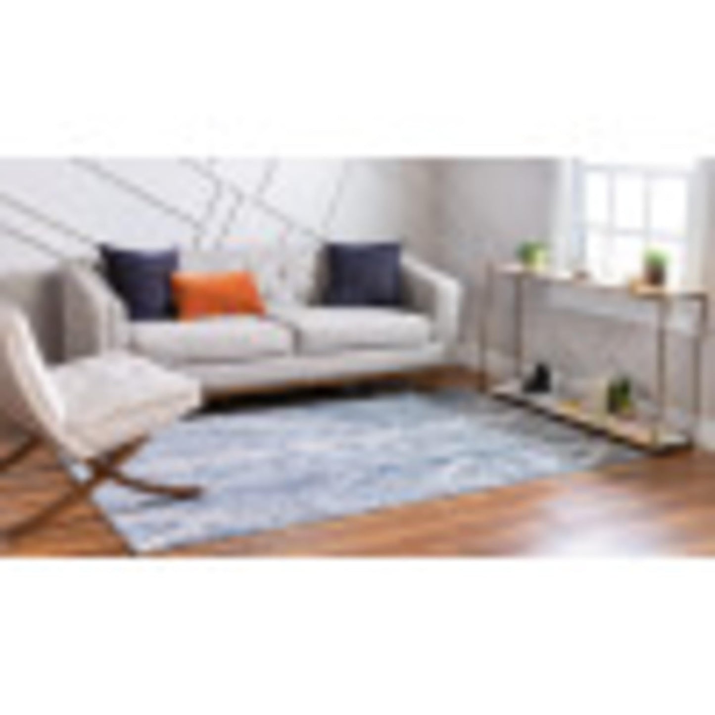 Unique Loom Portland Collection Southwestern Inspired Striped Tone-on-Tone Area Rug (10' 0 x 14' 0 Rectangular, Blue/ Gray)