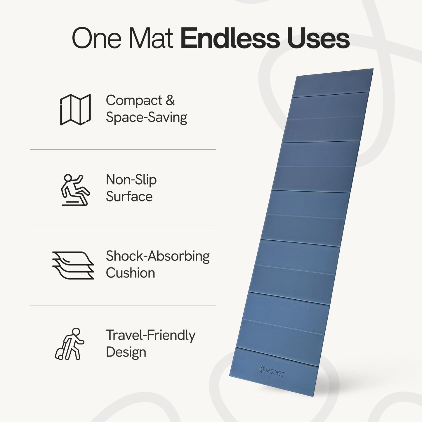 Folding Yoga Mat, TPE Folding Yoga Mat, Foldable Exercise Mat for Yoga, Pilates, Floor Workouts, Compact Design, Travel Friendly, Ideal for Home & Gym, Knee pad, Kneeling pad, No Roll Mat (Blue)