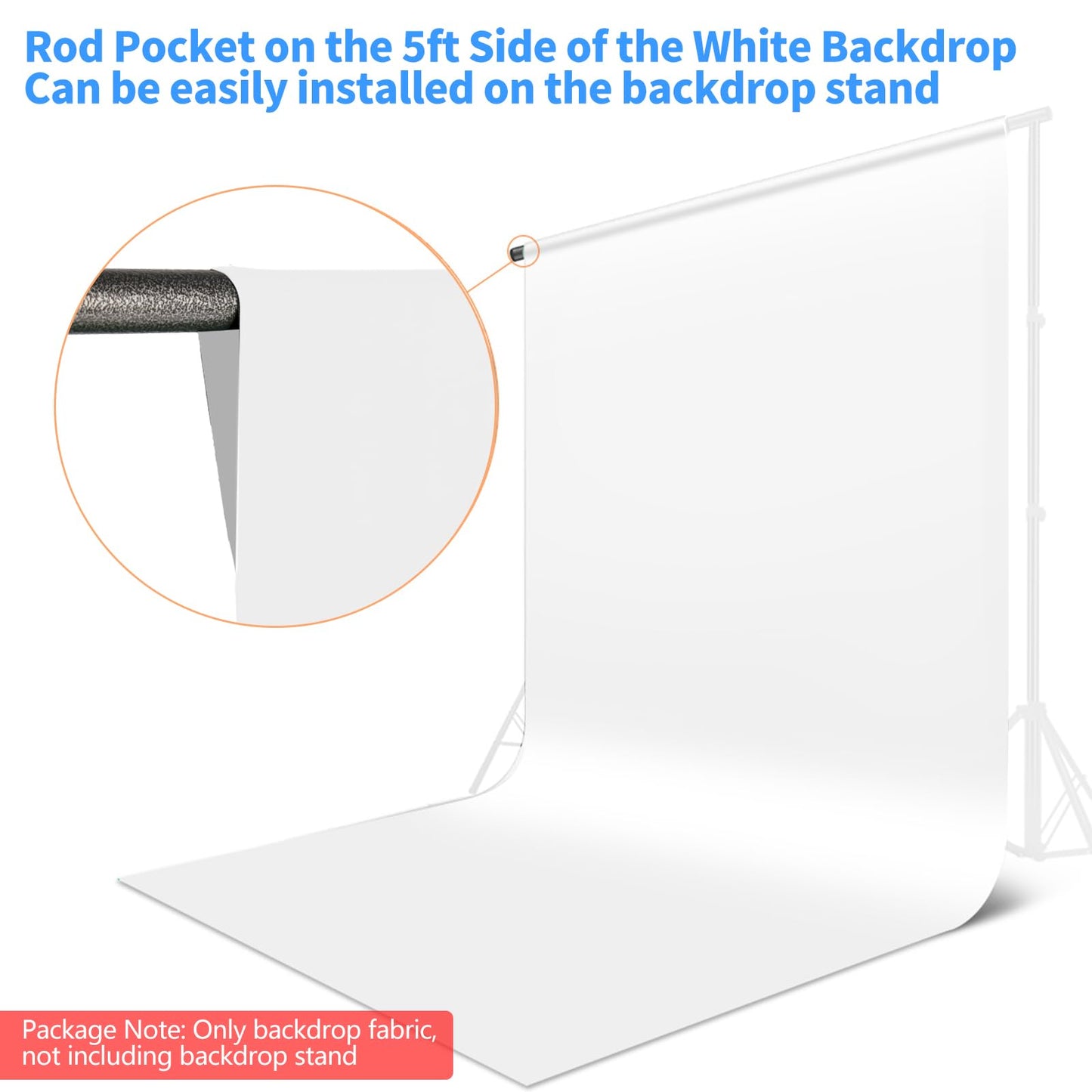 HEMMOTOP Photo Backdrop Curtains, 5x7 ft White Backdrop for Photoshoot, White Photography Seamless Backdrops Background for Easter, Birthday Party, Halloween, Photo, Projector Screen