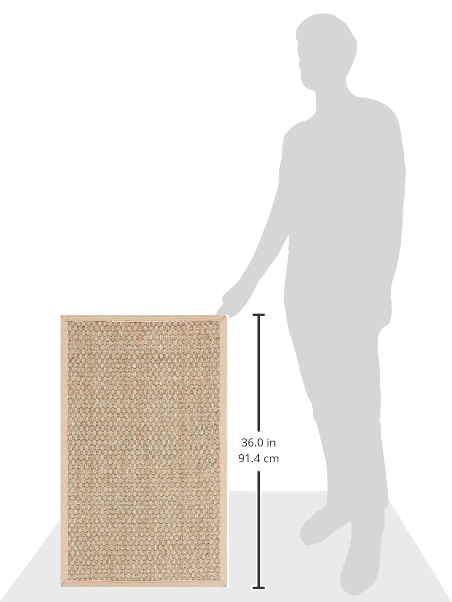 SAFAVIEH Area Rug 2x3 - Natural Fiber Collection - Natural & Beige, Seagrass, Basketweave Pattern with Border (NF114A)