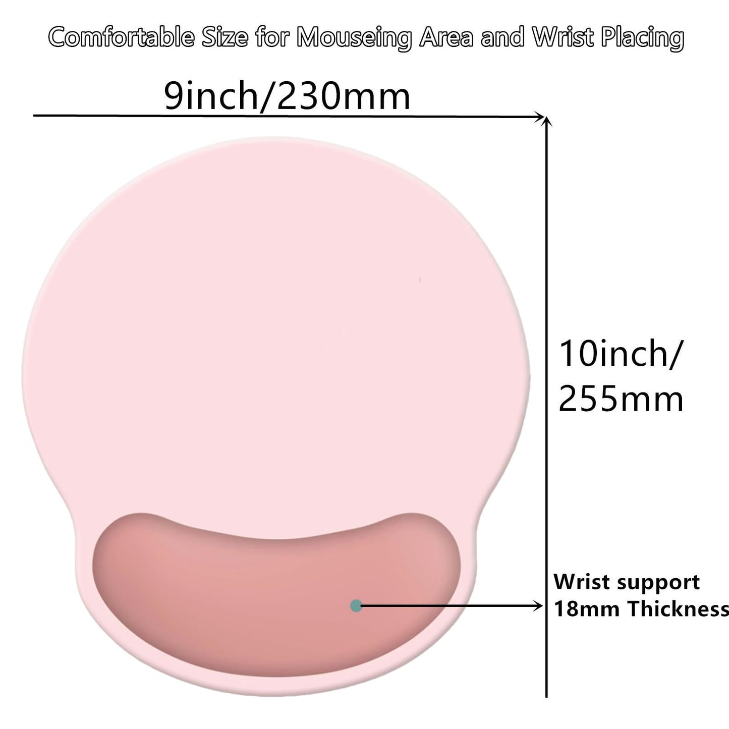 LONNAONE Wrist Rest Support Mouse Pad,Ergonomic Memory Foam Mouse Mat 9x10in Non-Slip Rubber Base Pain Relief Mousepad for Computer, Laptop(Loverly Pink Foam)