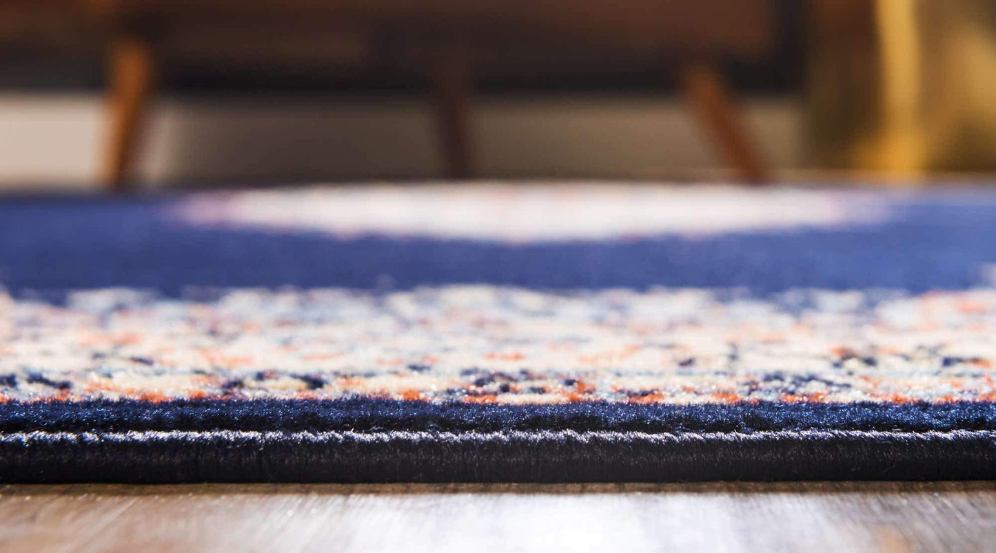 Unique Loom Reza Collection Traditional Persian Style Area Rug, 4 x 6 ft, Navy Blue/Ivory