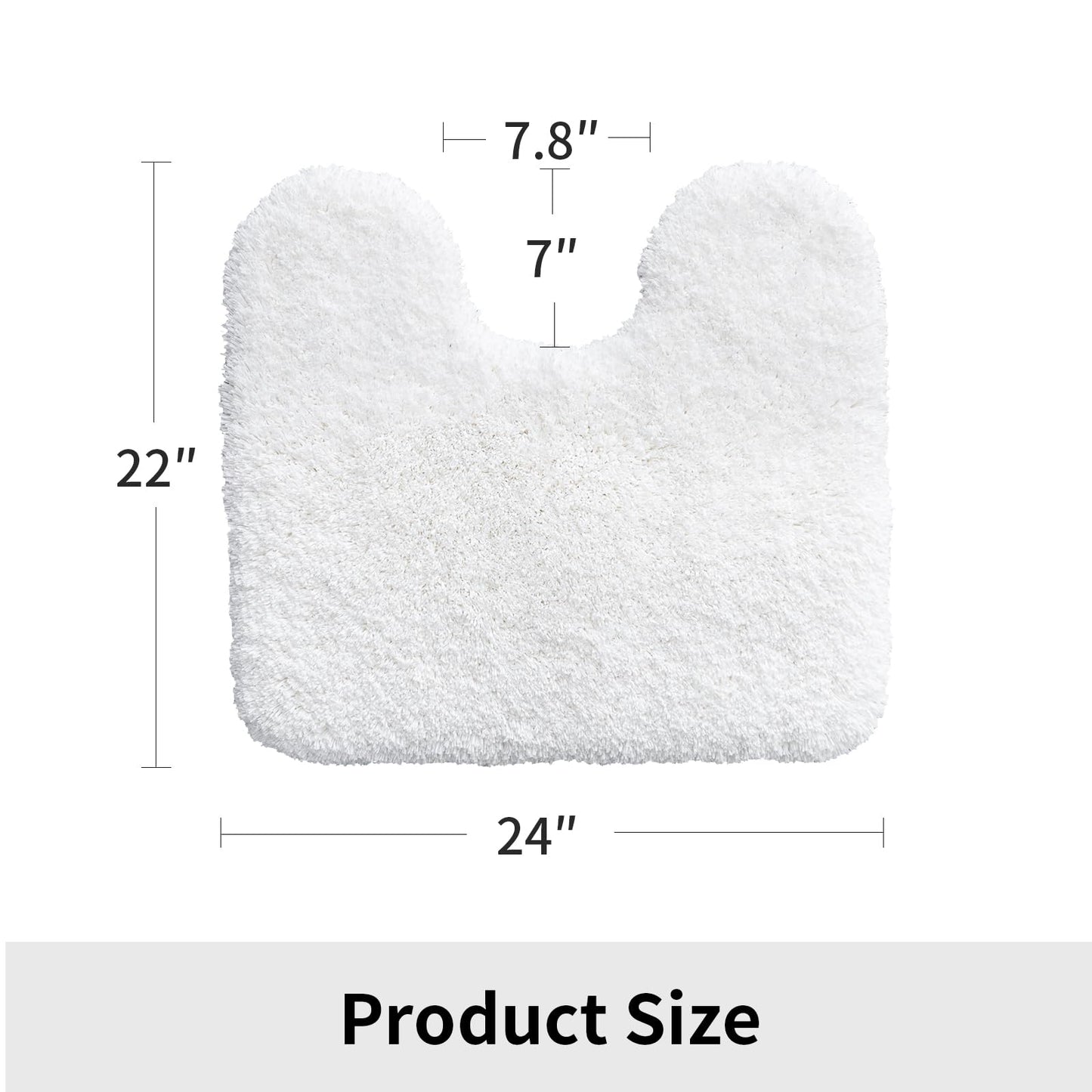 Disolla Toilet Mat 22x24 White - Non Slip Fluffy U-Shaped Contour Rug, Ultra-Soft Plush Toilet Floor Mat, Absorbent & Machine Washable