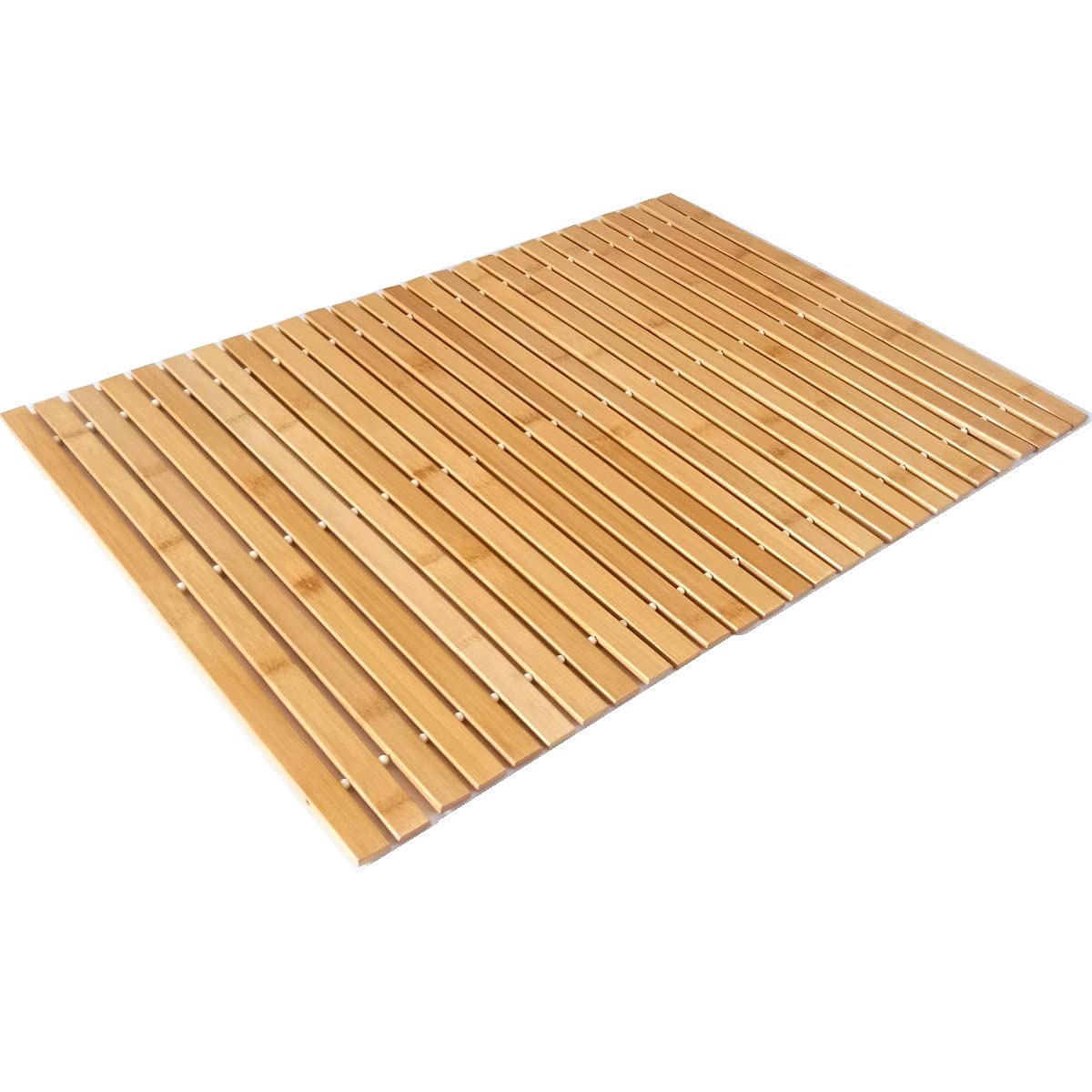 HJJKKH Bath Mat, Wooden Bathroom Mat Rayon Derived from Bamboo 31.5"x19.7", Rollable Non-Slip Floor Mat, Wooden Shower Mat for Bathroom, Bathtub, Spa, Sauna, Hot Tub & Outdoor Use