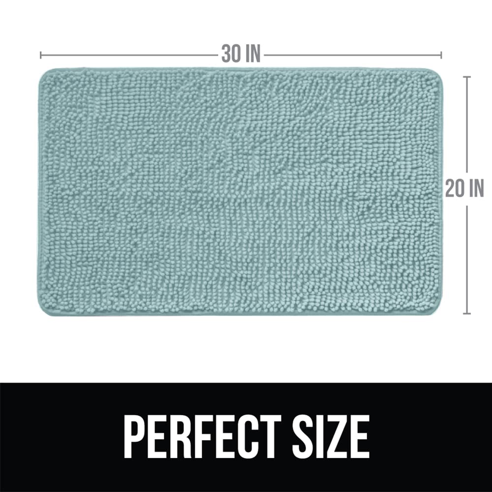 KANGAROO Bathroom Rugs, Chenille Soft Absorbent Bath Rug, Shaggy Shower Mat, Quick Dry Machine Wash Bathmat, Plush Carpet Mats for Tub, Bathtub and Room Home Decor Accessories, 30x20, Seafoam
