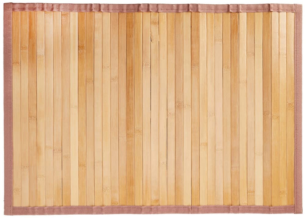 iDesign Formbu Bamboo Floor Mat Non-Skid, Water-Resistant Runner Rug for Bathroom, Kitchen, Entryway, Hallway, Office, Mudroom, Vanity, 17" x 24", Natural Beige,81132