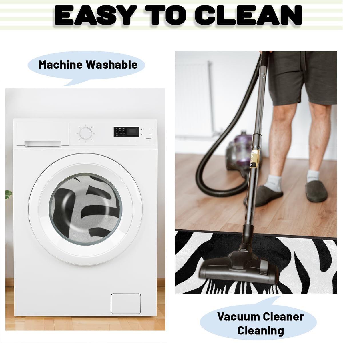 Black White Zebra Print Kitchen Rug Mats Anti Fatigue, Non Slip Doormat Comfort Standing Mat for Indoor Entryway Bedroom Garage Floor 39"x 20"