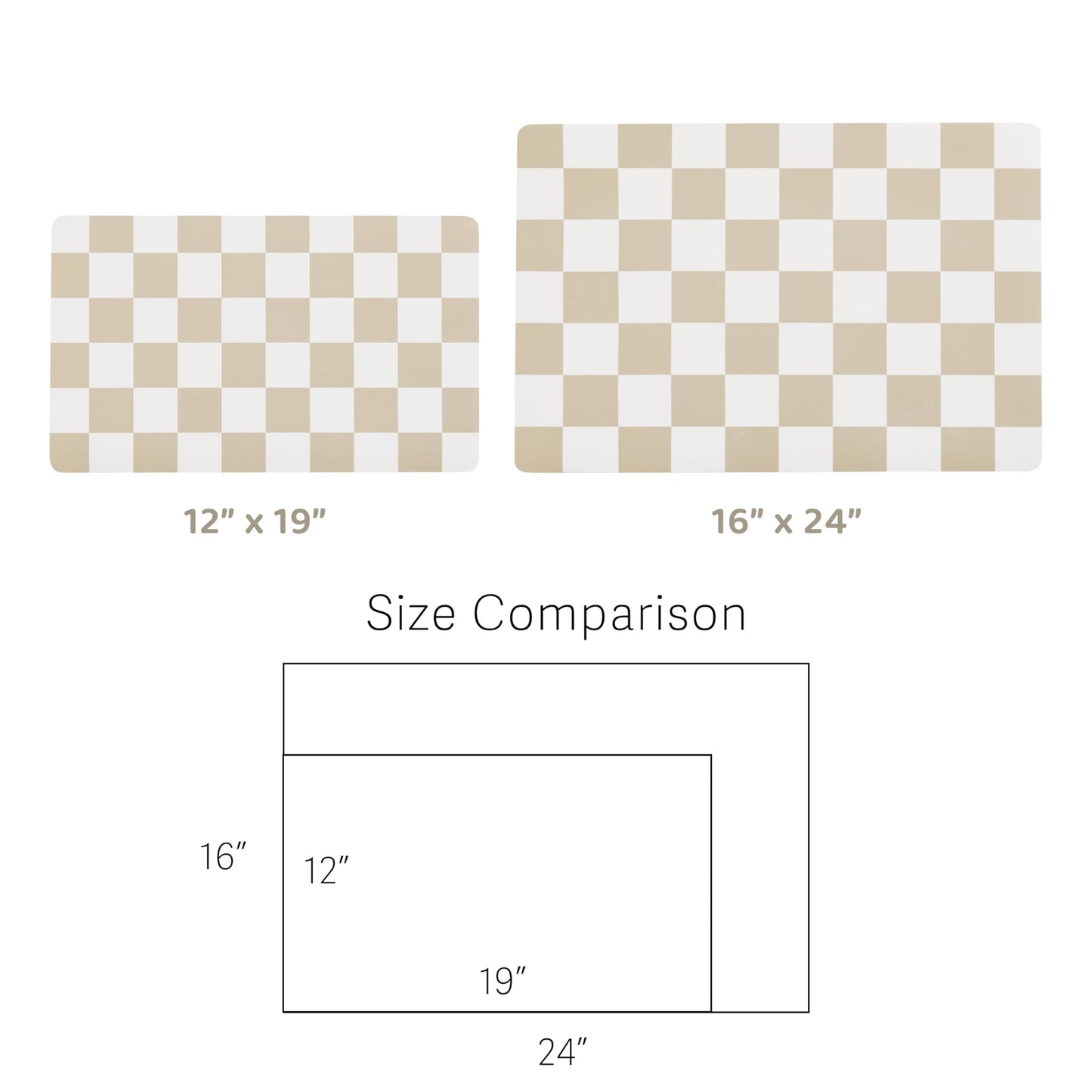 Ralxion Checkered Dog Feeding Mat, Absorbent Mats for Dog Food and Water Bowl, Dispenser, Retro Aesthetic Khaki Beige Checkerboard Pet Placemat for Dogs, Cats, Puppy Accessories, 12" X 19”
