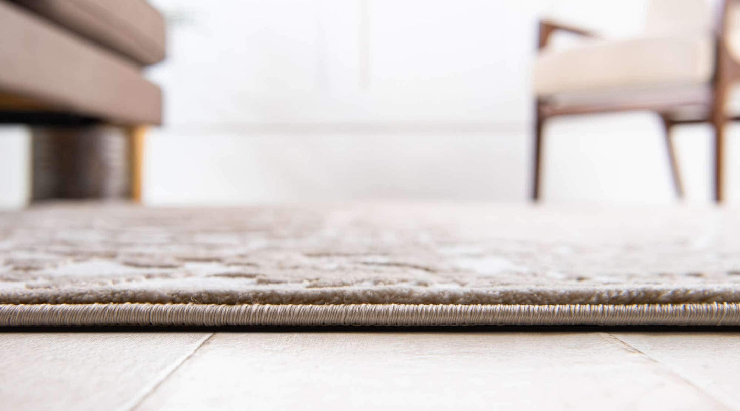 Unique Loom Rushmore Collection Area Rug - Taft (2' x 6' 1" Runner, Snow White/ Beige)