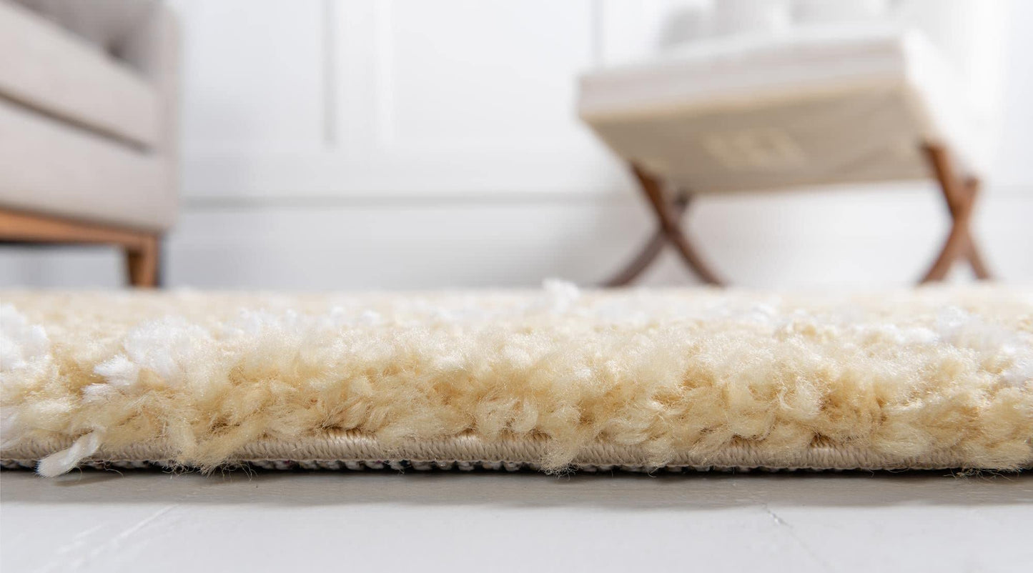 Rugs.com Moroccan Shag Collection Rug – 8' Square Yellow Shag Rug Perfect for Living Rooms, Kitchens, Entryways