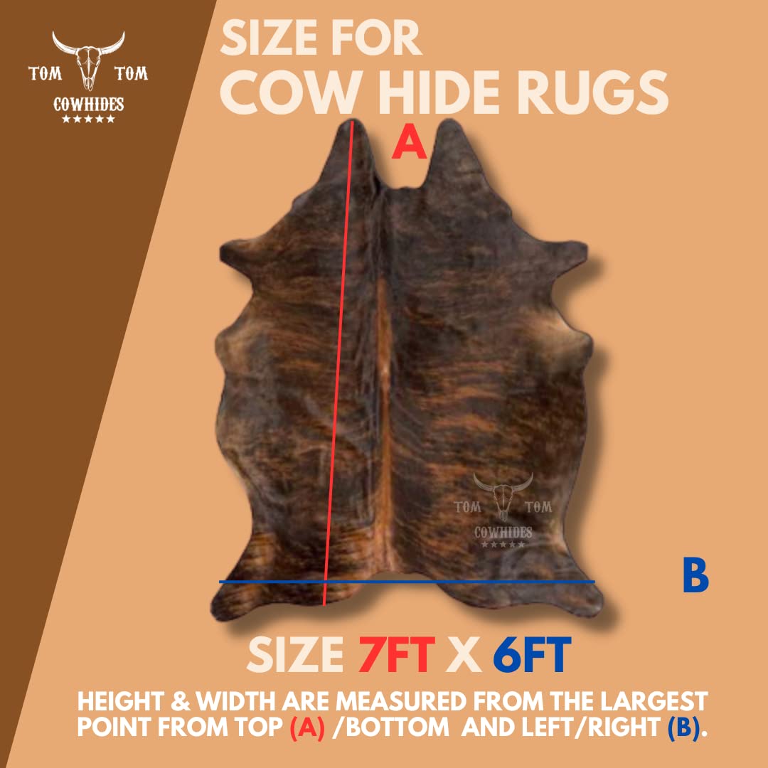 Cowhides Rug 7x6 Brindle Red Brown Black Cowhide Natural Leather