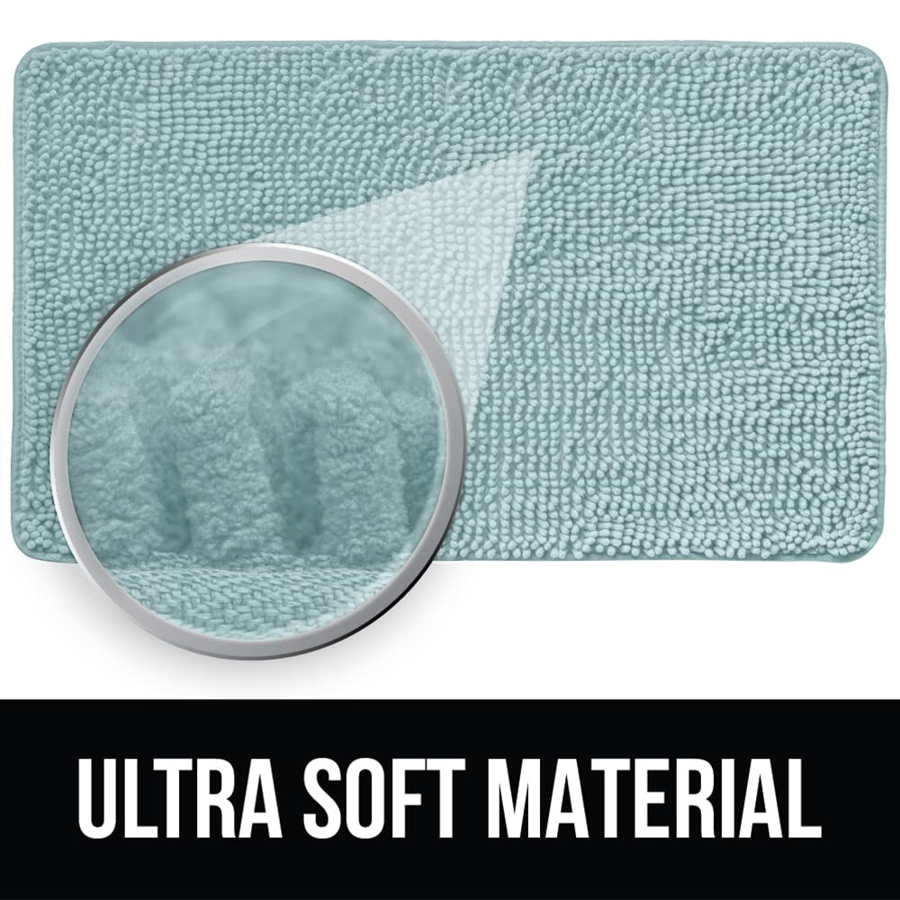 KANGAROO Bathroom Rugs, Chenille Soft Absorbent Bath Rug, Shaggy Shower Mat, Quick Dry Machine Wash Bathmat, Plush Carpet Mats for Tub, Bathtub and Room Home Decor Accessories, 30x20, Seafoam
