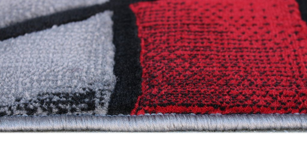 Masada Rugs, Modern Contemporary Area Rug, Red Grey Black. (8 Feet X 10 Feet)