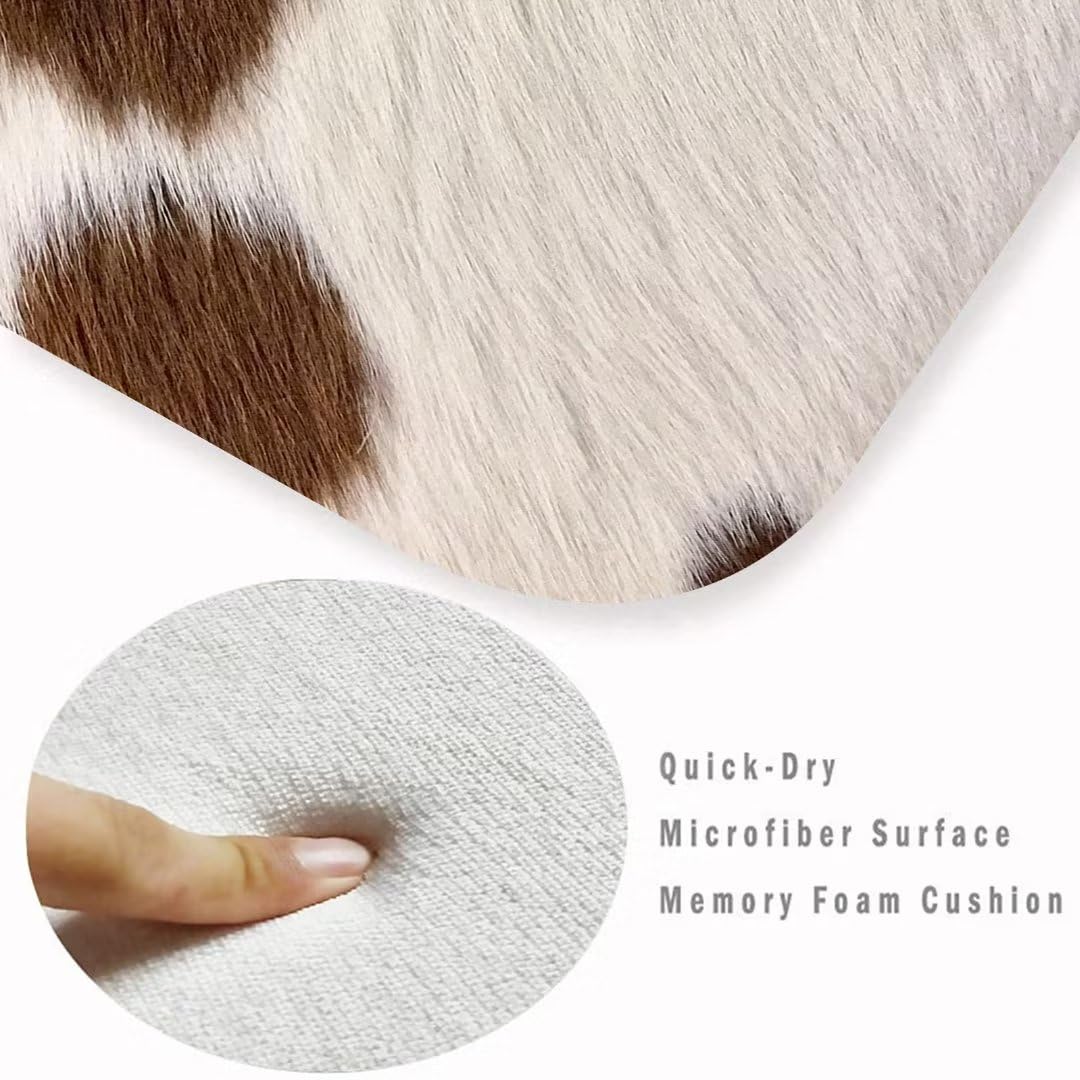 DAOPUDA Cowhide Rug for Living Room, Hallway - Brown Cow Fur Print Western, Farmhouse Area Rug Non-Slip Floor Carpet for Bedroom, Indoor Entrance, Kitchen