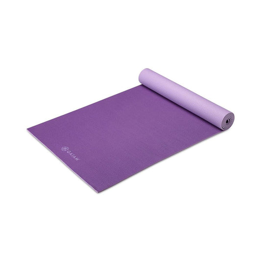 Gaiam Yoga Mat Premium Solid Color Reversible Non Slip Exercise & Fitness Mat for All Types of Yoga, Pilates & Floor Workouts, Plum/Jam, 6mm, 68"L x 24"W x 6mm Thick