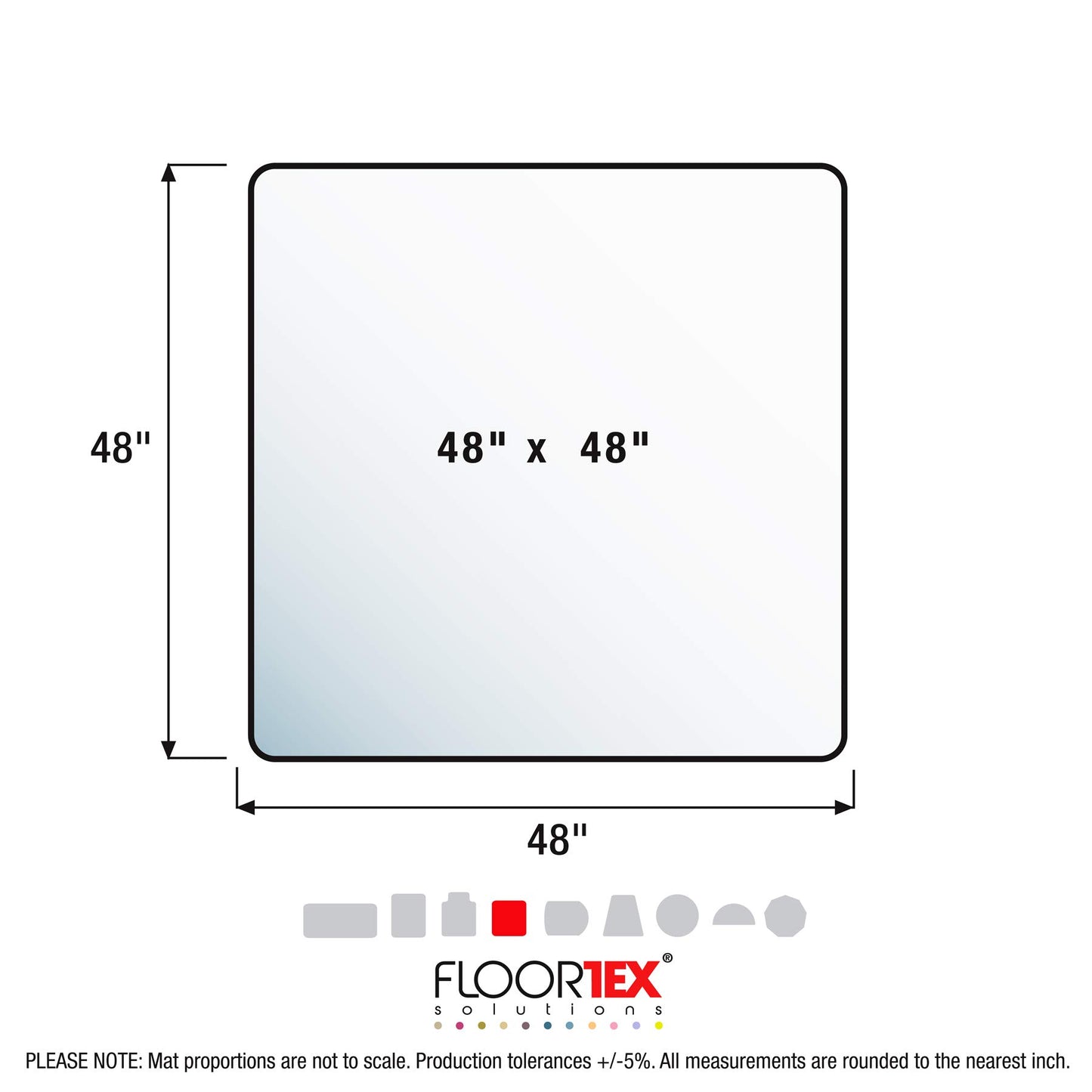 Floortex Polycarbonate Chair Mat 48" x 48" for Low/Medium Pile Carpets