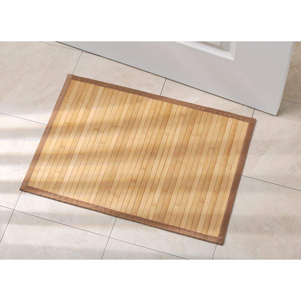 iDesign Formbu Bamboo Floor Mat Non-Skid, Water-Resistant Runner Rug for Bathroom, Kitchen, Entryway, Hallway, Office, Mudroom, Vanity, 17" x 24", Natural Beige,81132