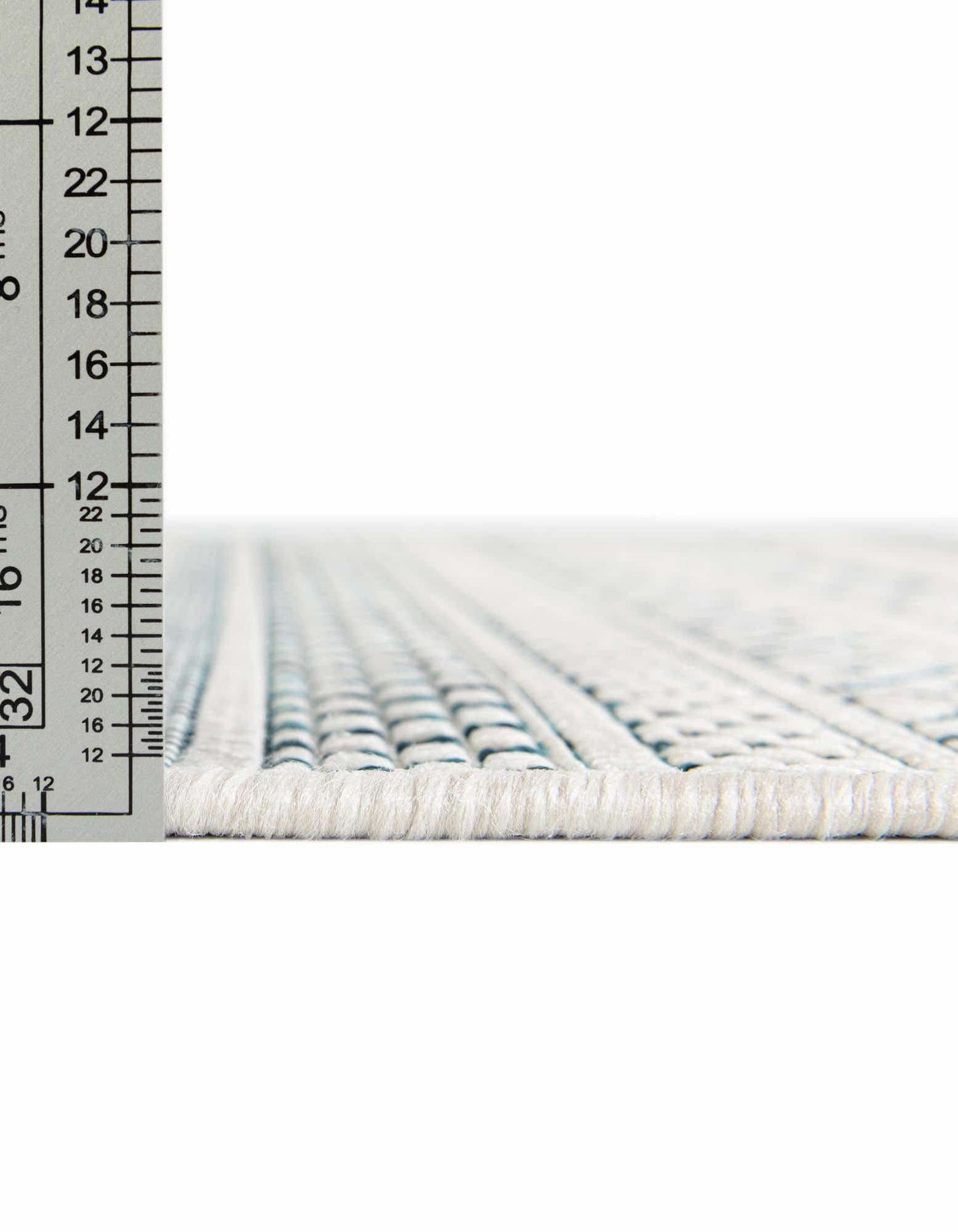 Unique Loom Outdoor Striped Collection Area Rug - Maia (6' 1" x 9' Rectangle, Teal/Ivory)