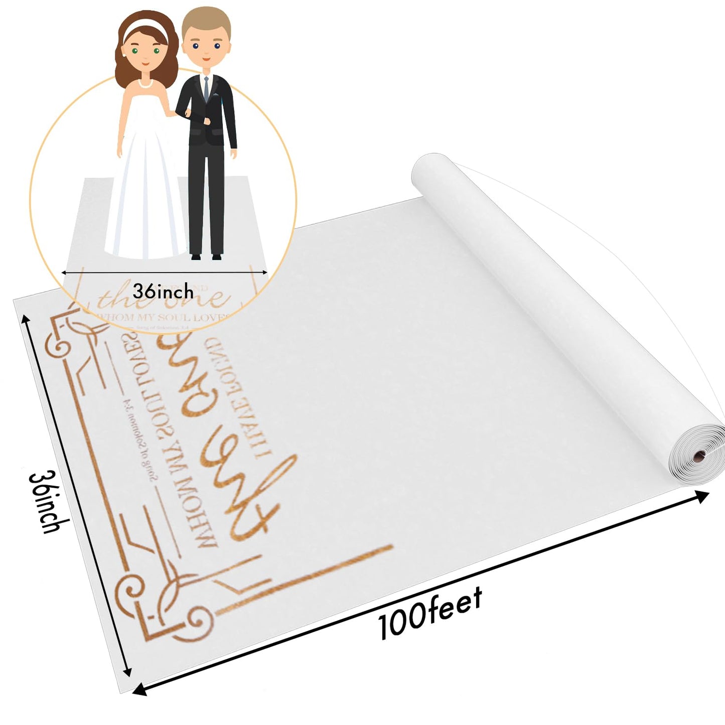 HEALON Aisle Runner for Wedding Ceremony, Gold, 3x100 Feet
