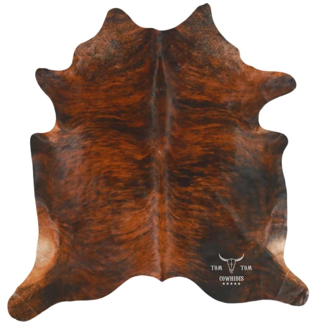 Cowhides Rug 7x6 Brindle Red Brown Black Cowhide Natural Leather