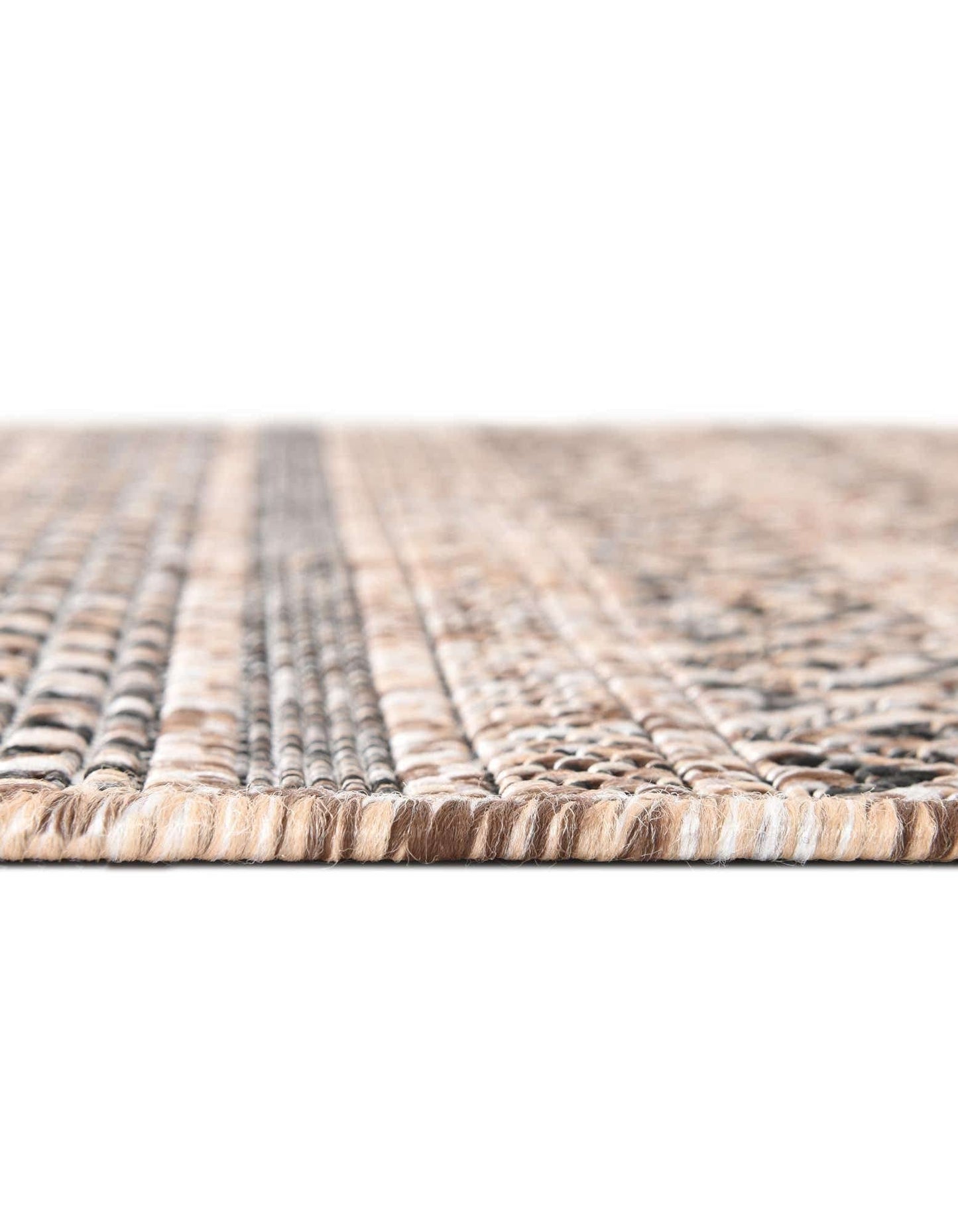 Unique Loom Outdoor Striped Collection Area Rug - Maia (10' Round, Natural/Black)