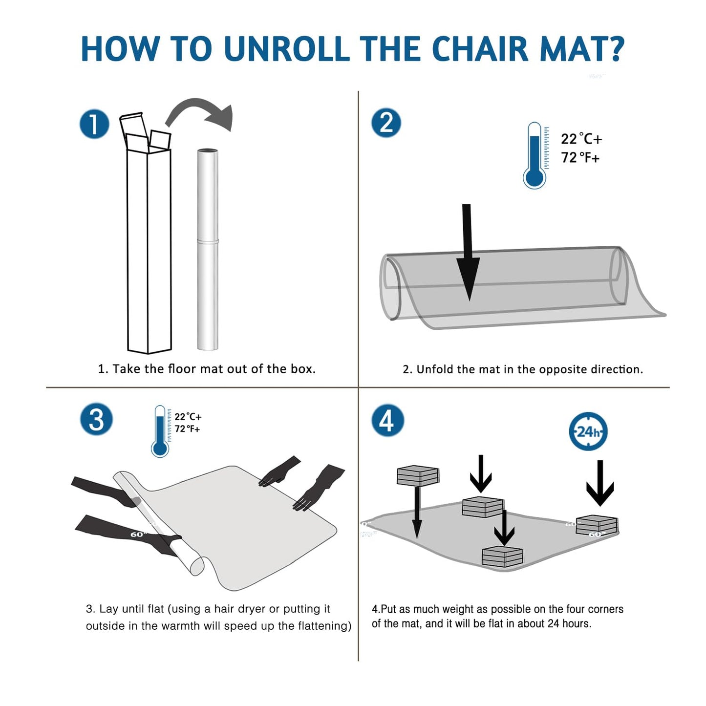 Futurwit Chair Mat for Hardwood Floor, 46" x 72" Clear Desk Chair Mats, Easy Glide Plastic Mat for Under Office Chair, Rectangle