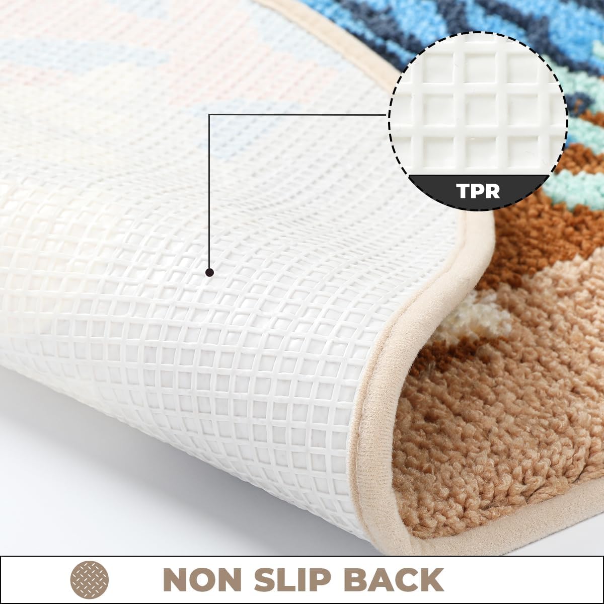 Loismood Coastal Bathroom Rug Ultra Absorbent and Non Slip Bath Mat Machine Washable 23 x 16 Inches, Fluffy Carpet for Bath Tub, Bedroom and Living Room, Conch