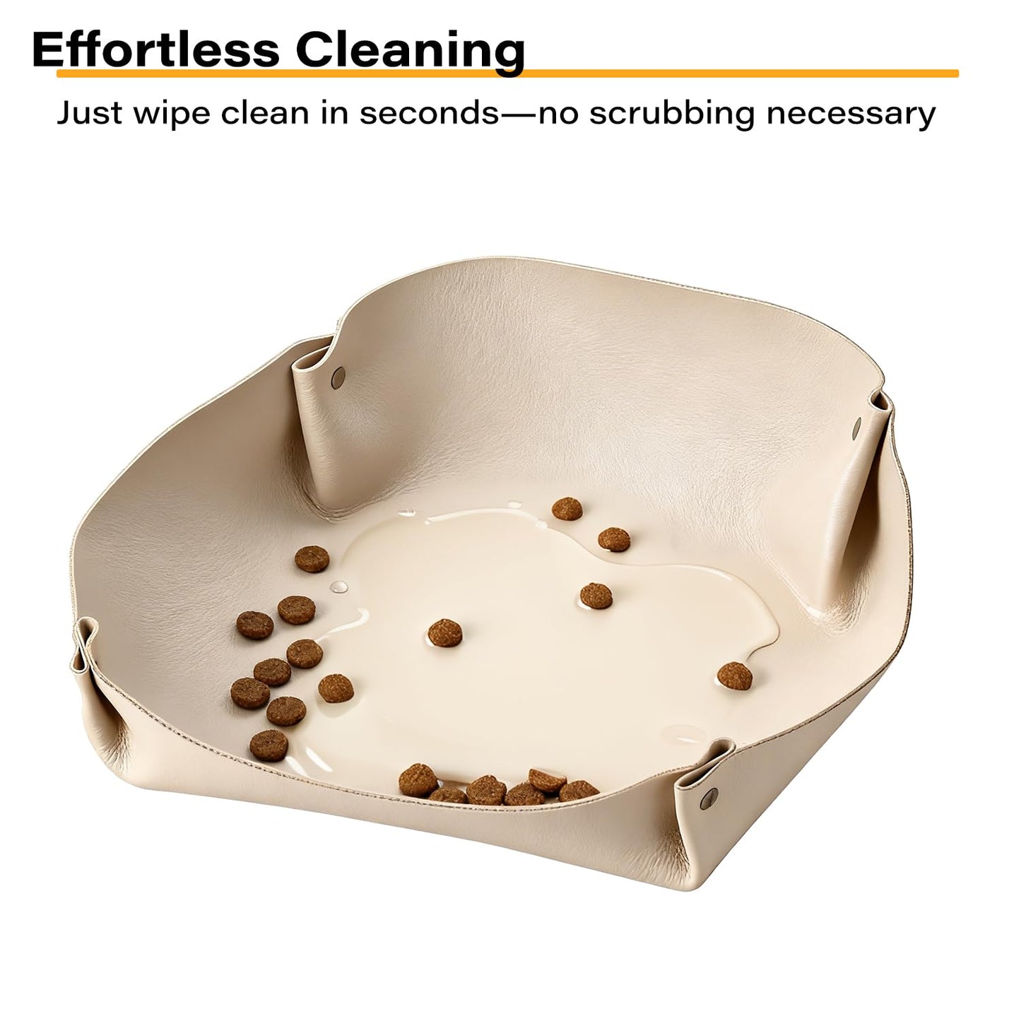 Waterproof Pet Feeding Mat with High Raised Edges to Prevent Spills, Protective Placemat for Dog Cat Food & Water Bowls - Effective Working Size: 9"x9"